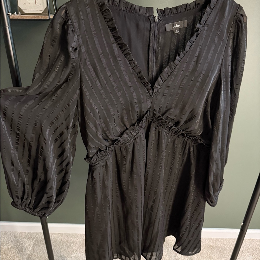 Black Sheer Striped Dress